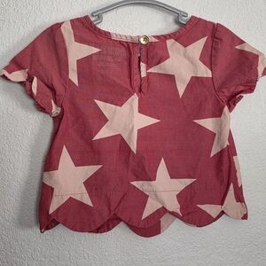 Genuine Kids 12m Rose Pink, Star Print, Scalloped Hem Top